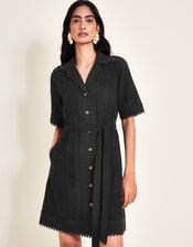 Amelia Shirt Dress, Black (BLACK), large