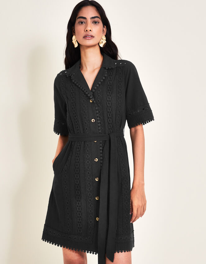Amelia Shirt Dress, Black (BLACK), large