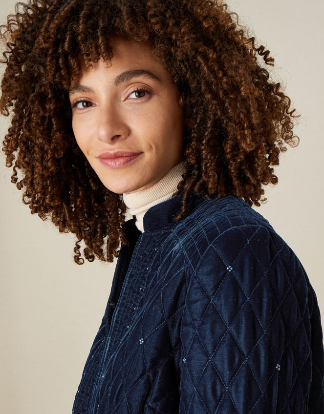 Quilted Velvet Jacket, Blue (BLUE), large