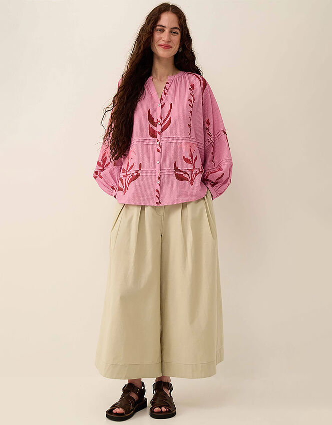 East Maisie Hand-Painted Botanical Print Top, Purple (LILAC), large