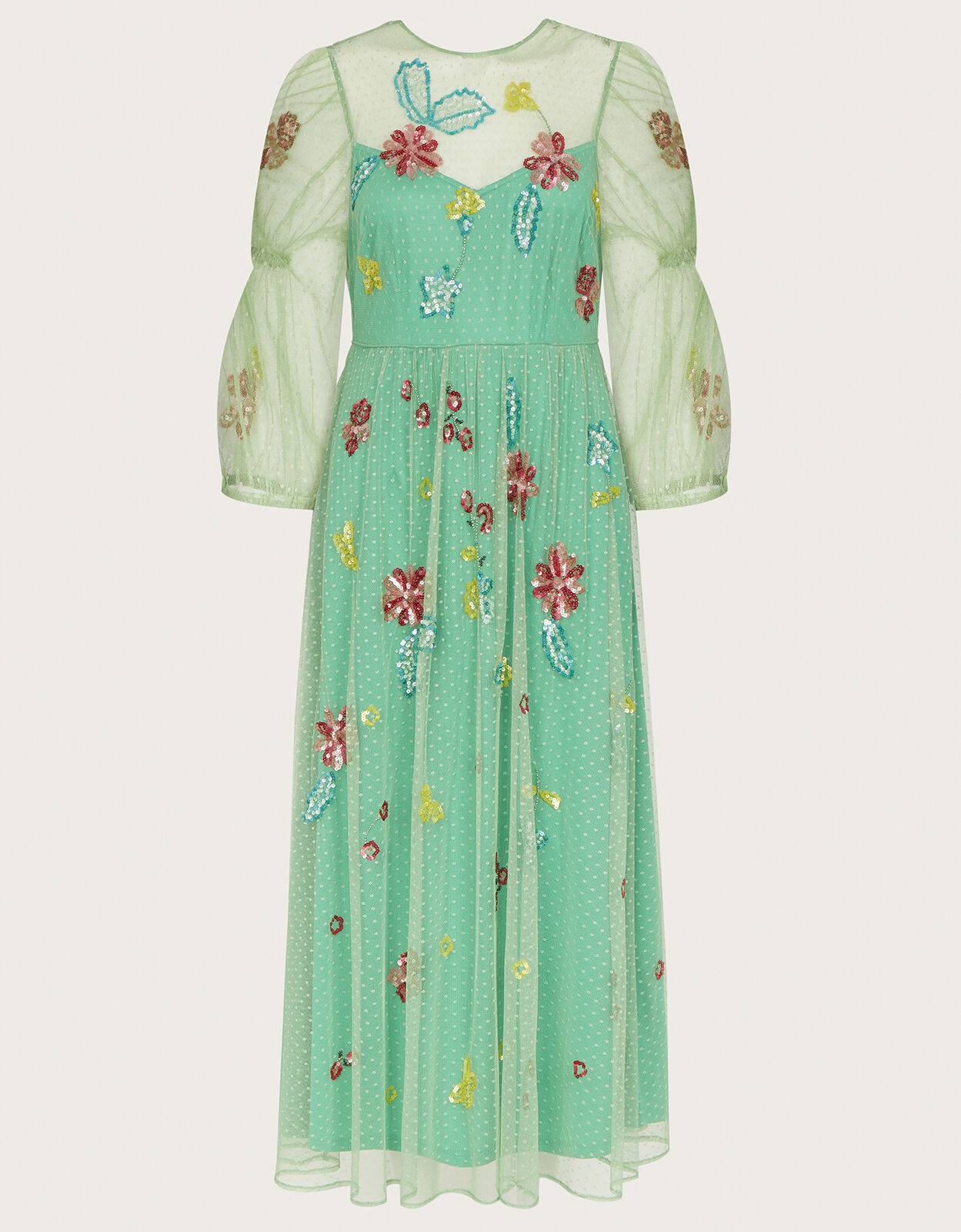 Rosa Embellished Midi Dress Green