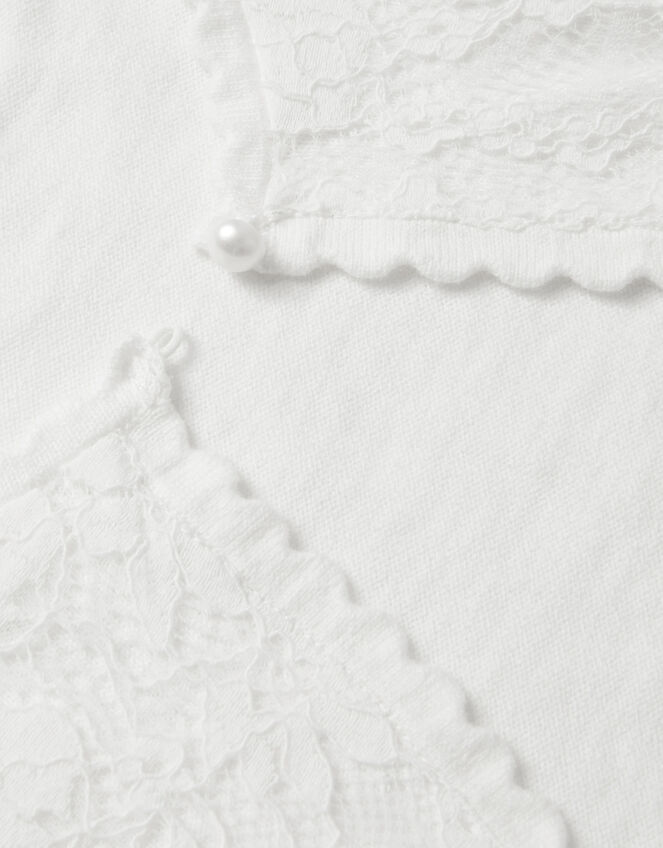 Emilia Lace Scallop Cardigan, Ivory (IVORY), large