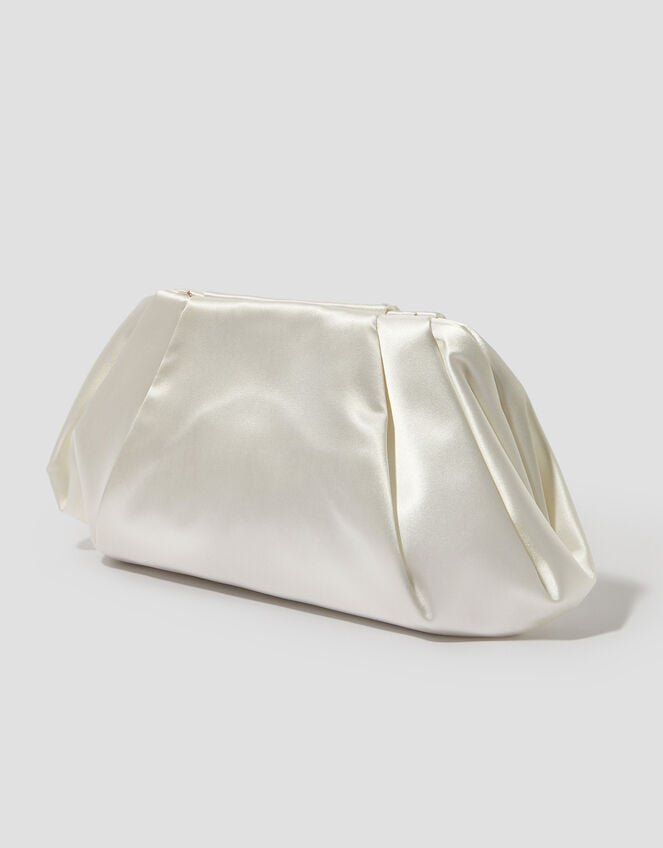 Oona Pleat Satin Clutch Bag, , large