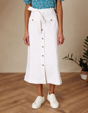 Button Through Denim Skirt, Natural (ECRU), large