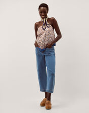 Ari Floral Scarf Bandeau Top, Blue (BLUE), large