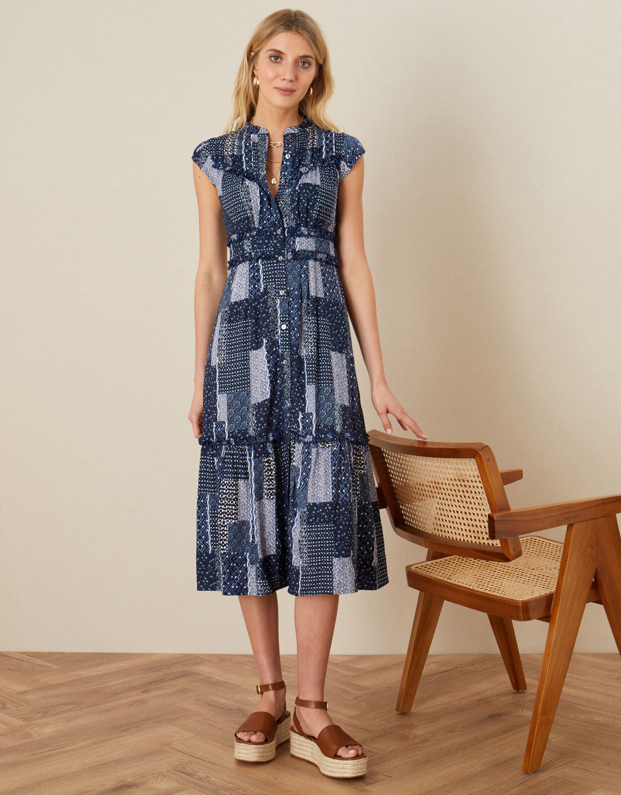 patchwork midi dress