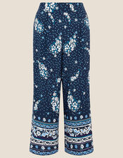 Paisley Print Crop Trousers in LENZING™ ECOVERO™, Blue (NAVY), large