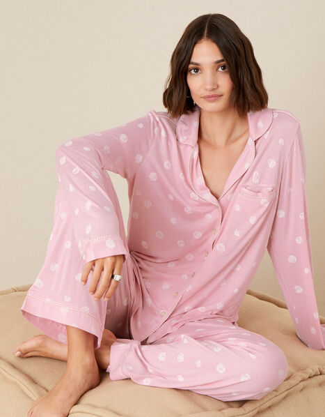 Spot Print Pyjama Trousers Pink, Pink (PINK), large