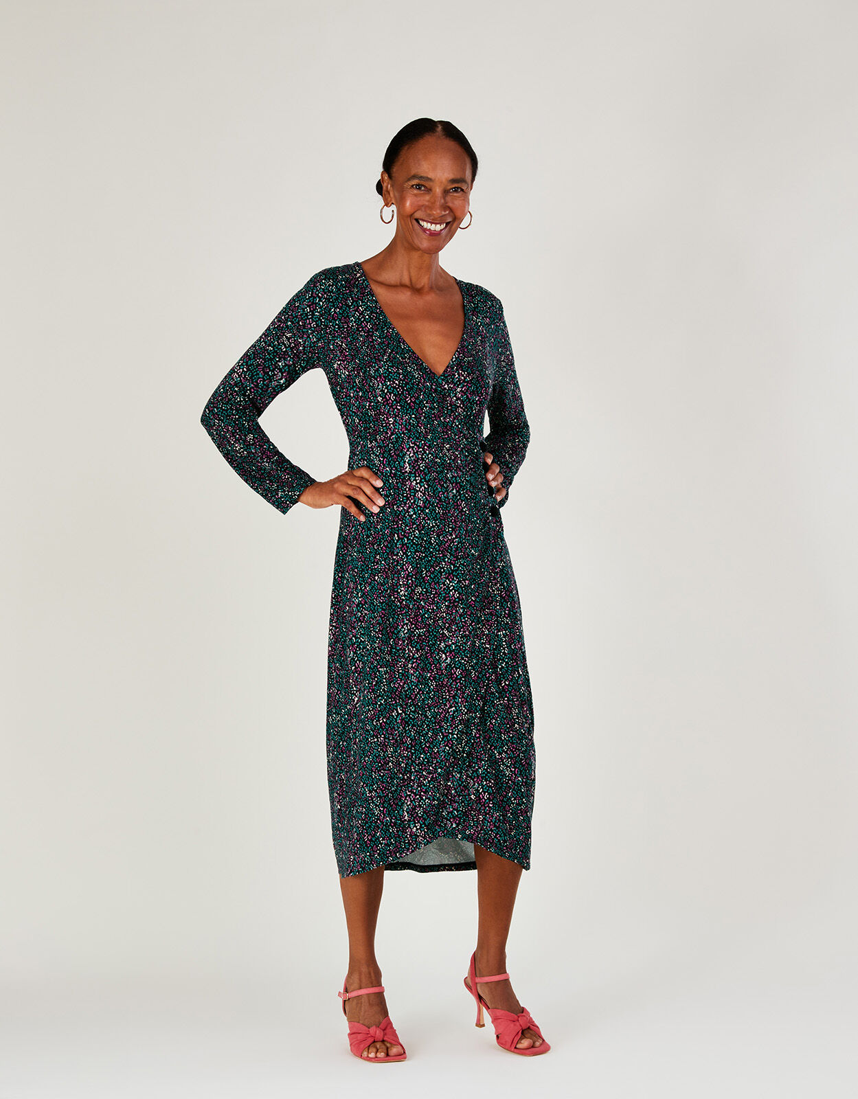 Wrap button dress hot sale