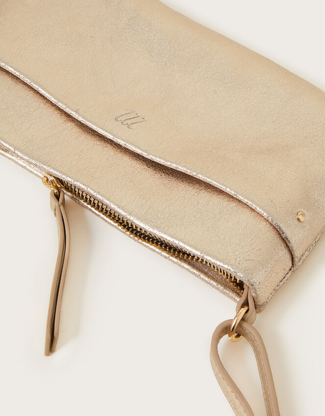 Metallic Leather Mini Cross-Body Bag, , large