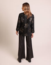 Traffic People Jacquard Boyfriend Jacket, Black (BLACK), large