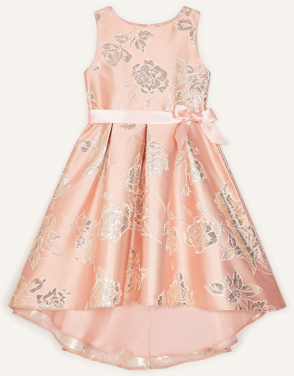 Metallic Floral Jacquard Dress Pink