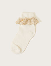 Sparkle Lace Socks, Ivory (IVORY), large