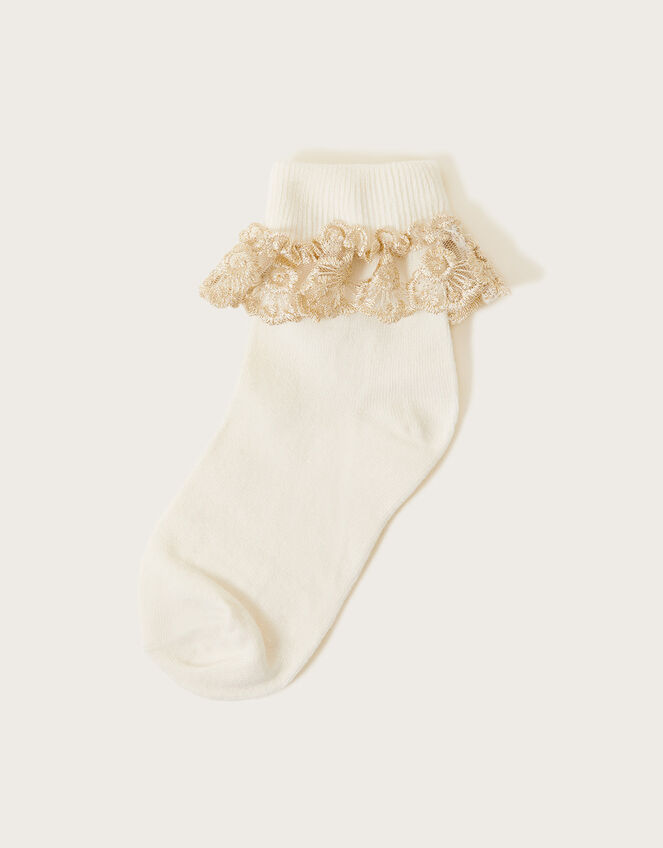 Sparkle Lace Socks, Ivory (IVORY), large