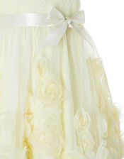 Baby Macaroon Occasion Dress with 3D Flowers, Yellow (LEMON), large