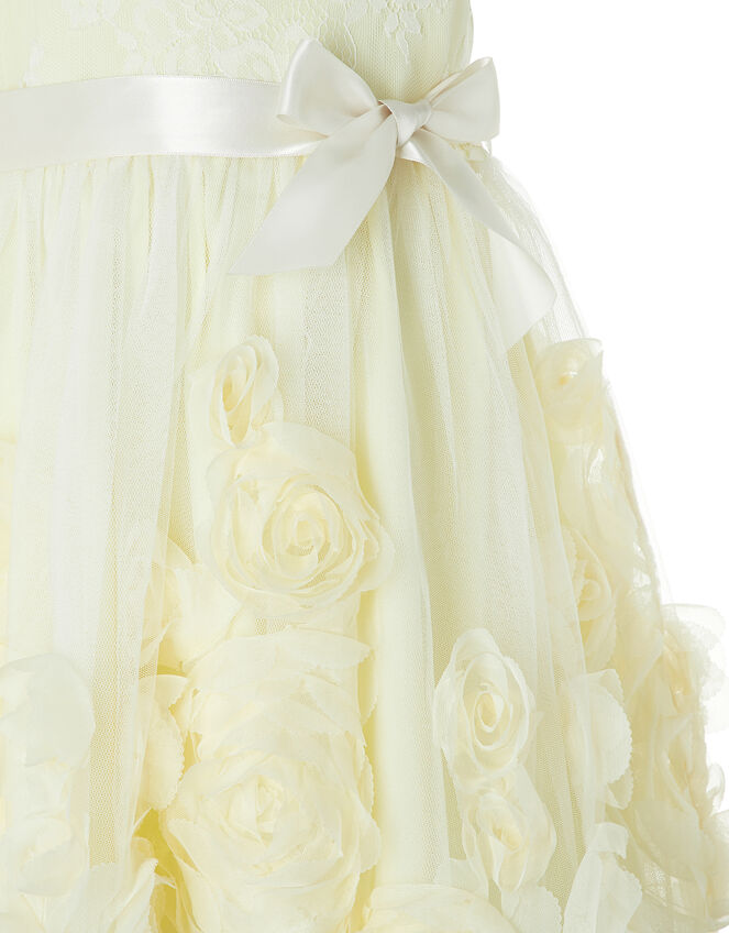 Baby Macaroon Occasion Dress with 3D Flowers, Yellow (LEMON), large