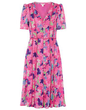 Aluna Floral Dress in Sustainable Viscose, Pink (PINK), large