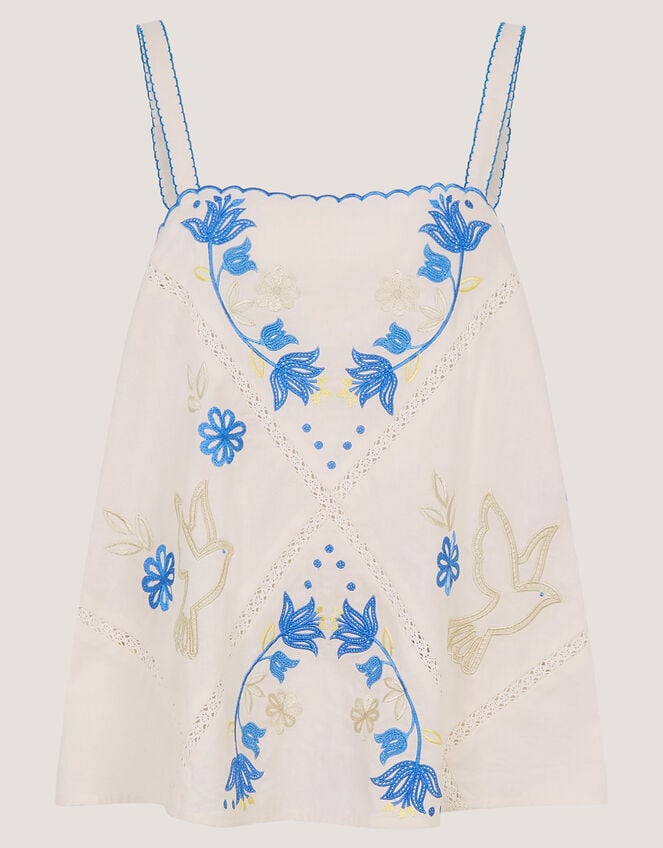 Sophie Sleeveless Embroidered Top, Ivory (IVORY), large