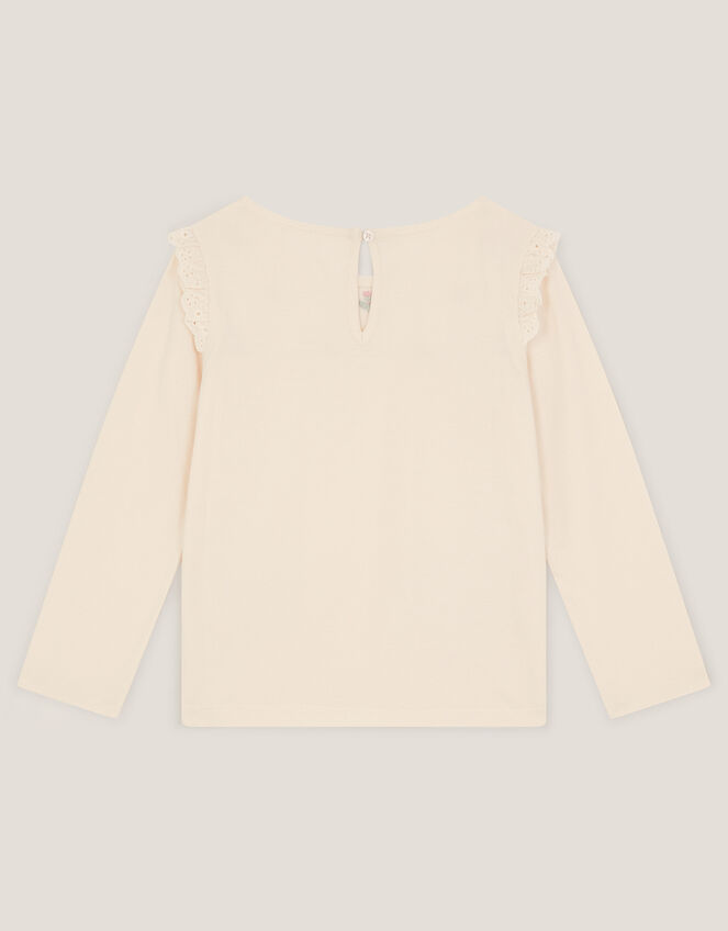 Floral Embroidered Long Sleeve Top, Ivory (IVORY), large