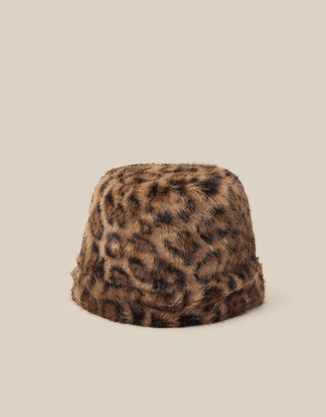 Niya Leopard Print Faux Fur Hat, , large