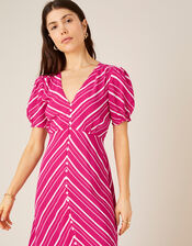 Narla Stripe Print Midi Dress , Red (BERRY), large