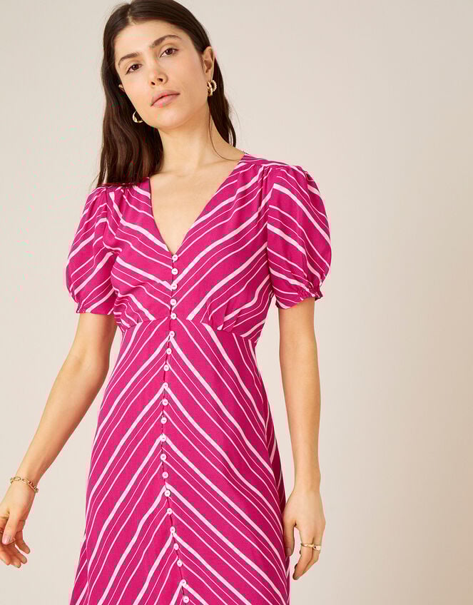 Narla Stripe Print Midi Dress , Red (BERRY), large