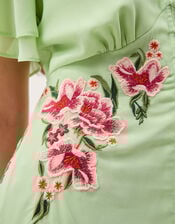 Coraline Floral Embroidered Midi Dress, Green (SAGE), large