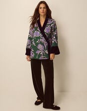 Willow Floral Print Kimono Jacket, Green (GREEN), large