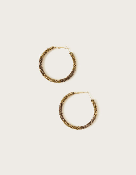 Textured Beaded Hoops, , large