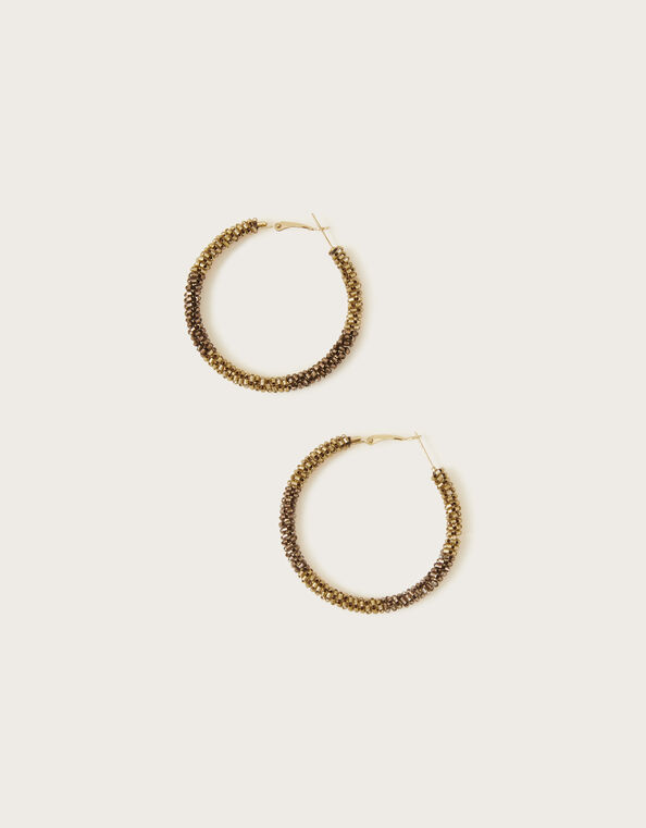 Textured Beaded Hoops, , large