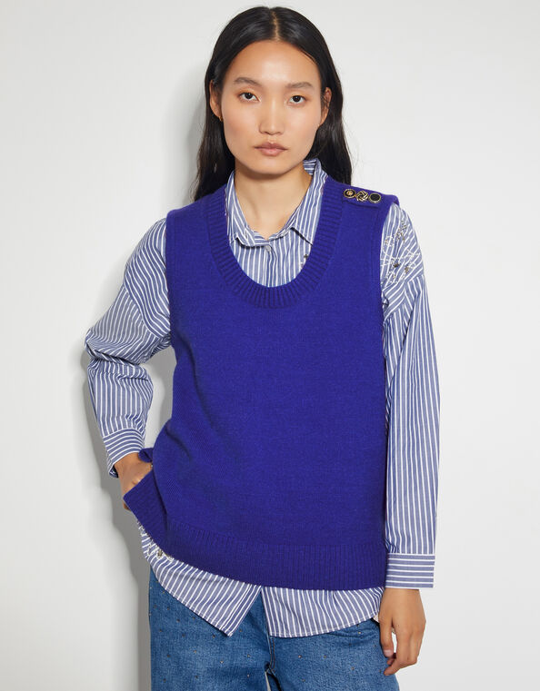 Nora Scoop Neck Knitted Vest, Blue (COBALT), large