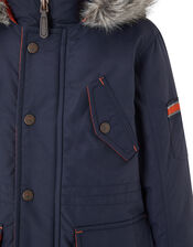 Boys Parka Coat with Hood, Blue (NAVY), large