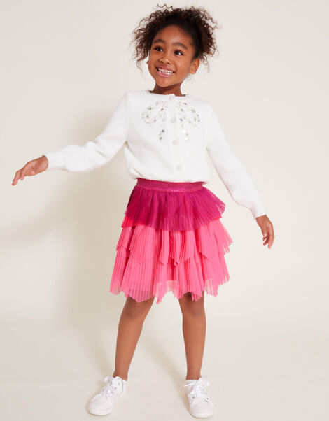 Tier Pleated Mesh Skirt, Pink (PINK), large