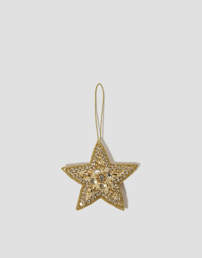 Embellished Star Christmas Tree Decoration, Gold (GOLD), large