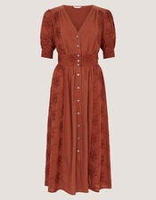 Harika Floral Embroidered Midi Dress, Brown (BROWN), large