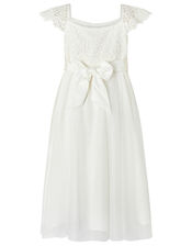 Estella Crochet Bodice Occasion Dress, Ivory (IVORY), large