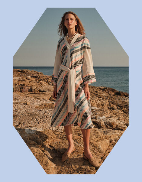 Devotion Twins Alivora Chevron Stripe Midi Dress, Multi (MULTI), large