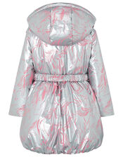 Metallic Unicorn Padded Coat, Silver (SILVER), large