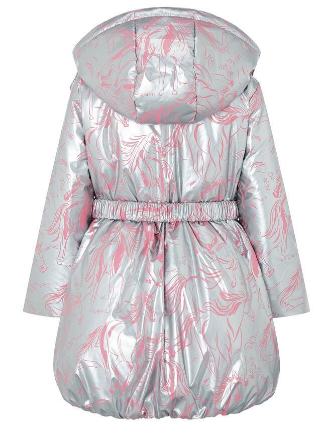 Metallic Unicorn Padded Coat, Silver (SILVER), large