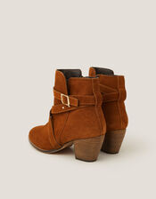 Mika Strap Leather Ankle Boots, Tan (TAN), large