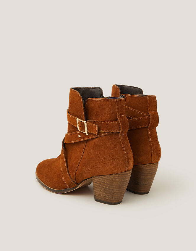 Mika Strap Leather Ankle Boots, Tan (TAN), large