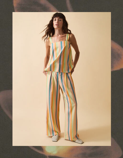 Clemence Elodie Stripe Wide Leg Trousers, Multi (MULTI), large