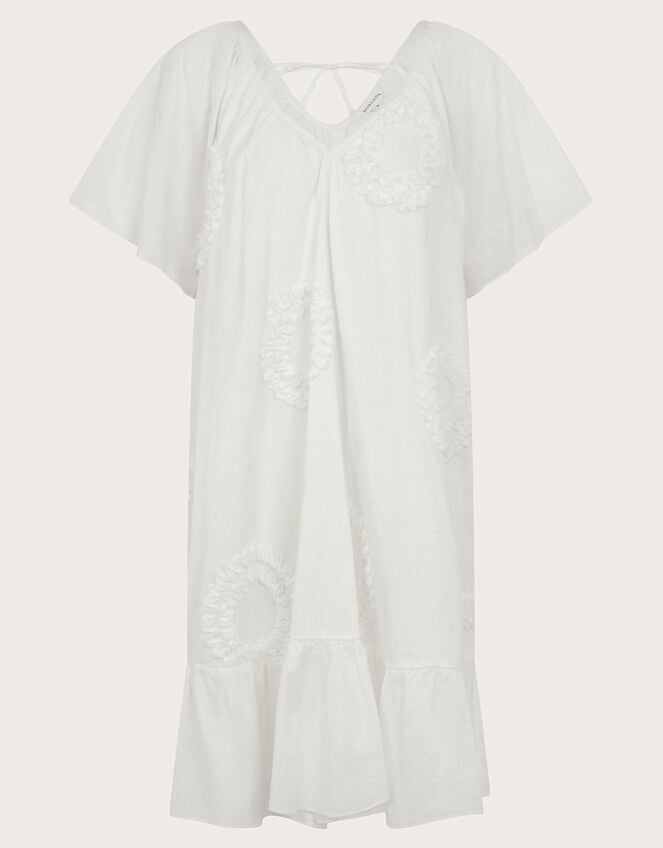 Cynthia Embroidered Short Sleeve Mini Dress, White (WHITE), large