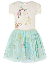 Sequin Unicorn Disco Dress, Blue (AQUA), large