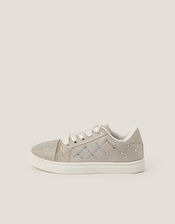 Iridescent Diamante Trainers, Gold (GOLD), large