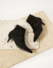 Ruched Ankle Boots, Black (BLACK), large