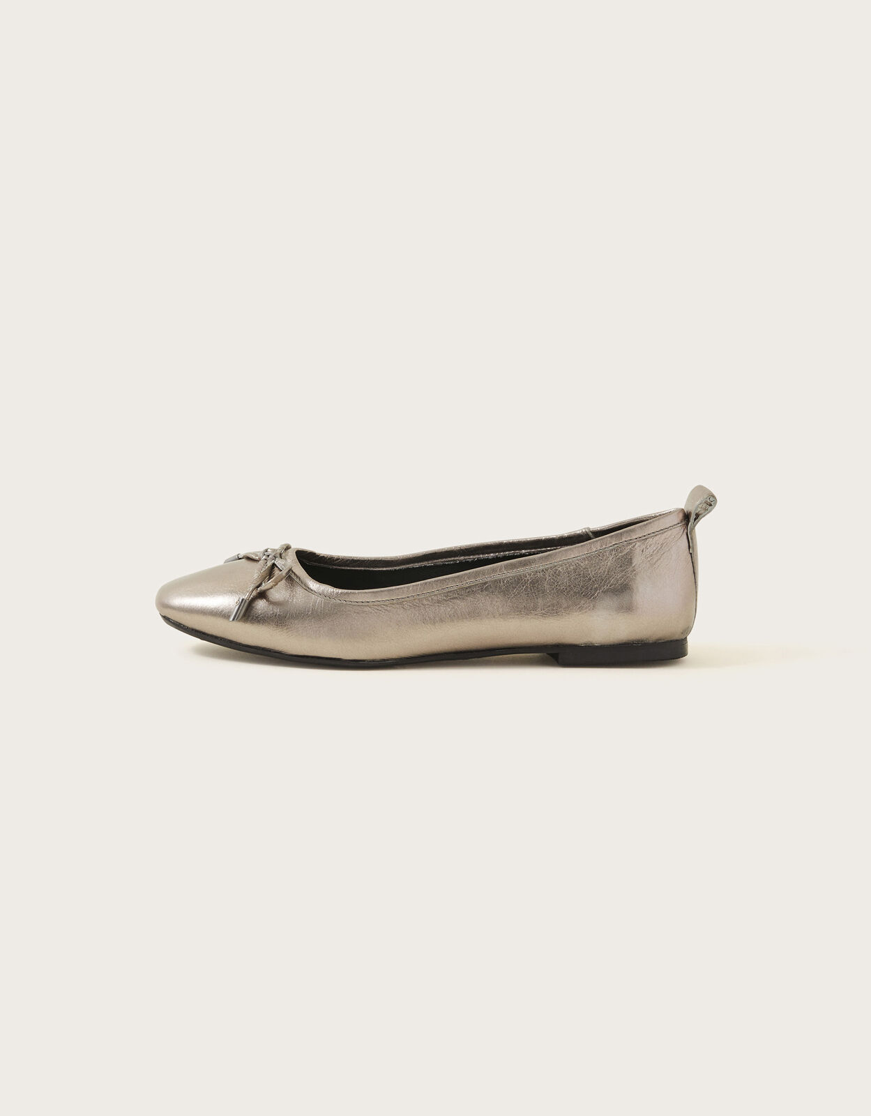 Metallic Leather Ballet Flats Pewter Women s Shoes Monsoon Global
