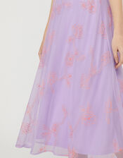 Gabriella Embroidered Floral Midi Dress, Purple (PURPLE), large