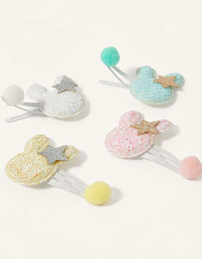 Bunny Pom Pom Hair Clip Set, , large