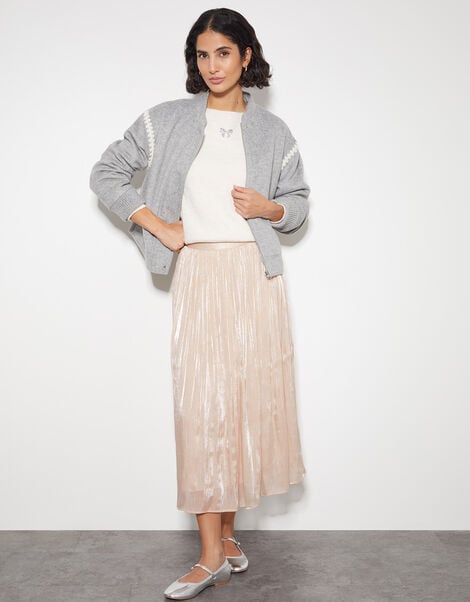 Sia Metallic Shimmer Midi Skirt, Gold (GOLD), large